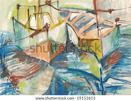 boats - hand painted picture