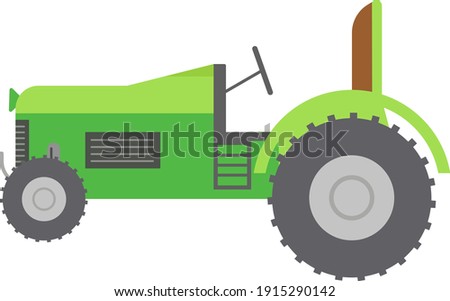 Green tractor, illustration, vector on a white background.