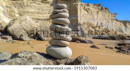 Stacks of stone inside beach