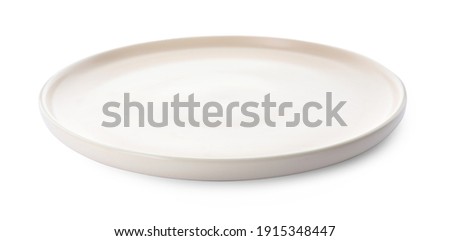 Clean empty ceramic plate isolated on white Royalty-Free Stock Photo #1915348447