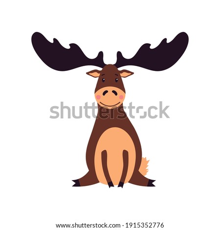 Illustration of a cartoon moose. Vector illustration isolated on white background.