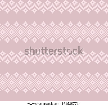Pink Christmas fair isle pattern background for fashion textiles, knitwear and graphics