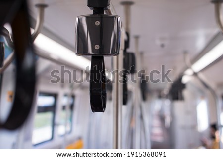 BTS Skytrain and public transportation system in Thailand  the handle inside the electric train. Royalty-Free Stock Photo #1915368091