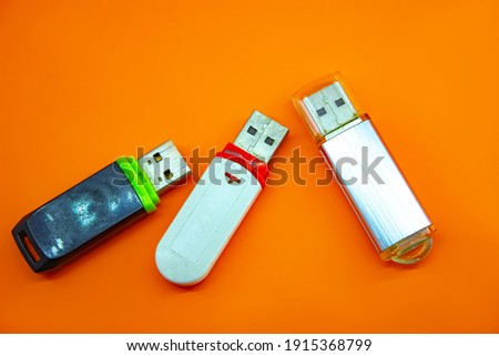 USB computer flash cards memory on green background