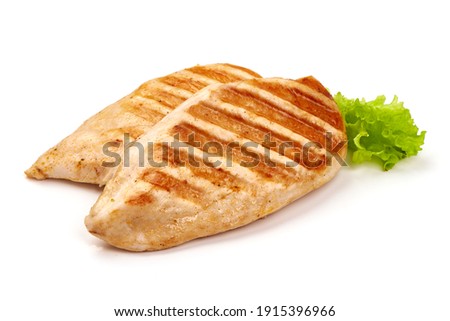 Chicken breast, grilled meat, isolated on white background. Royalty-Free Stock Photo #1915396966