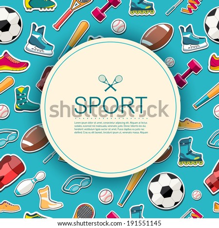 Concept of sports equipment sticker background. vector illustration design