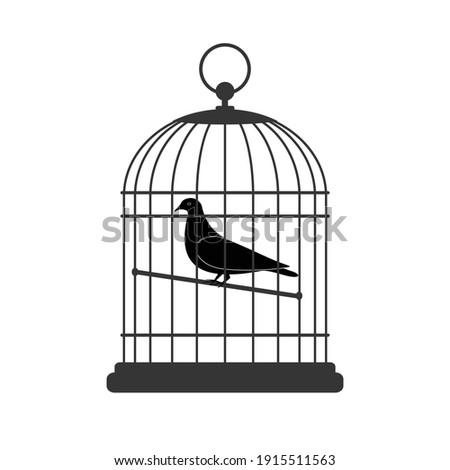 Bird in cage, vector illustration Royalty-Free Stock Photo #1915511563