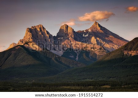 Three Sisters at Sunrise near Canmore, Alberta, Canada Royalty-Free Stock Photo #1915514272