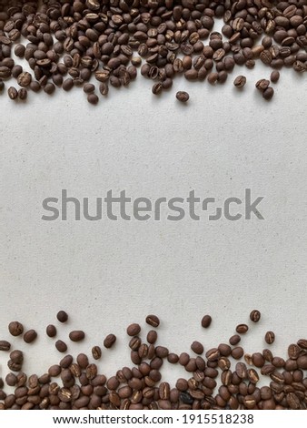 Lovely coffee beans on the white canvas background, idea for put your words or texts on it for make a content marketing or e card for show your feeling to your love or the special one.