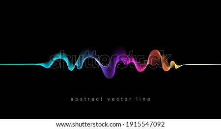 Abstract flowing wavy lines. Colorful dynamic wave. Vector design element for concept of music, party, technology, modern. Royalty-Free Stock Photo #1915547092
