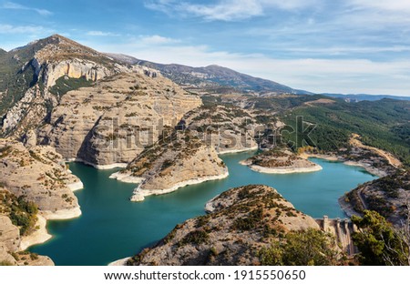 Vadiello reservoir in Guara Natural Park, Huesca province, Spain Royalty-Free Stock Photo #1915550650