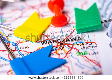 Warsaw in the Europe map