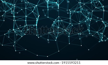 Abstract digital background of dots and lines. Big data visualization. Connection structure. Abstract technology science background. 3d render
