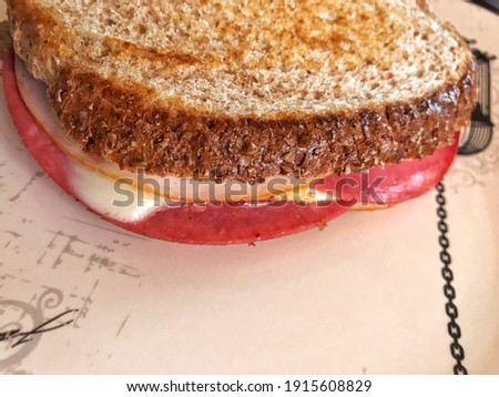 sandwich with salami, cheddar and omelette