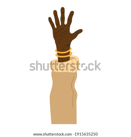 afro hand human up with beige long sleeve vector illustration design