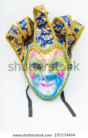 Colorful drama mask isolated with white background