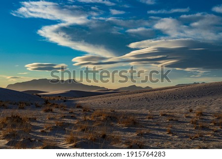 dramatic landscape photos of the largest gypsum sand dunes in the world. The White Sands National Park in the Chihuahuan desert in New Mexico. One of USA's newest national park.
