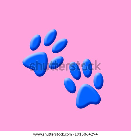 cute 3d cat paw isolated on pastel pink background. 3d rendering