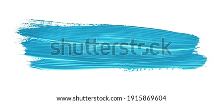 Turquoise blue brush stroke paiting over isolated background, canvas watercolor texture Royalty-Free Stock Photo #1915869604