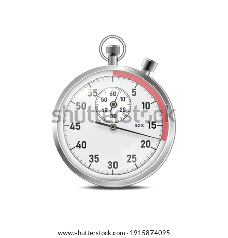 Vector Stopwatch. Classic stopwatch Vector EPS 10. Glass reflections, ground shadow and refection. Royalty-Free Stock Photo #1915874095