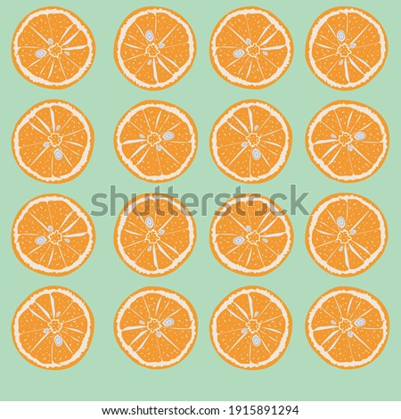 Sliced orange vector, scattered orange pieces vector 