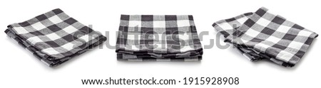 Set of checkered kitchen towel isolated on white background