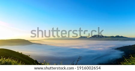 Seascape of clouds against the backdrop of Mt. Aso
The most beautiful sea of clouds
Shine of sunrise
Japan Aso City, Kumamoto Prefecture 2020 Royalty-Free Stock Photo #1916002654