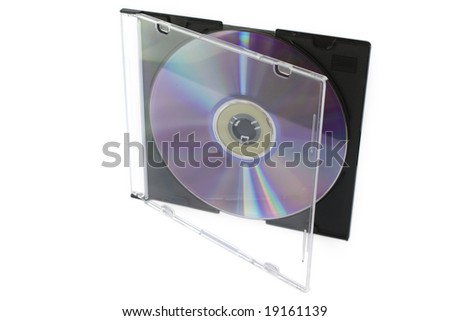 CD a disk in an open box on a white background is isolated