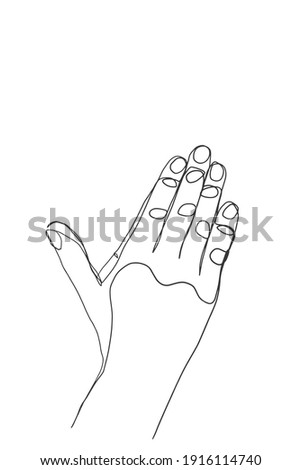 Continuous line drawing of Christian prayer, vector illustration. Hand drawn religious ideas