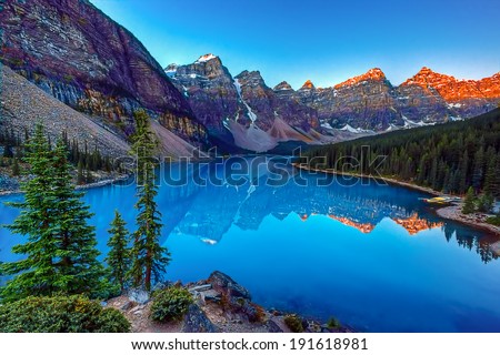  Moraine lake in Banff National Park, Canada,  Valley of the Ten Peaks Royalty-Free Stock Photo #191618981