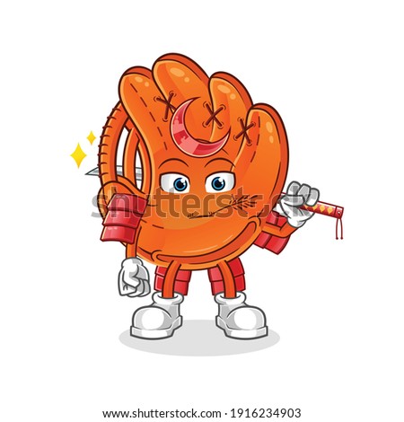 baseball glove samurai cartoon. cartoon mascot vector