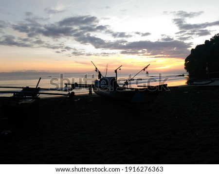 Batukaras Beach, Indonesia - May 1st, 2021 - boat that landed on batukaras beach