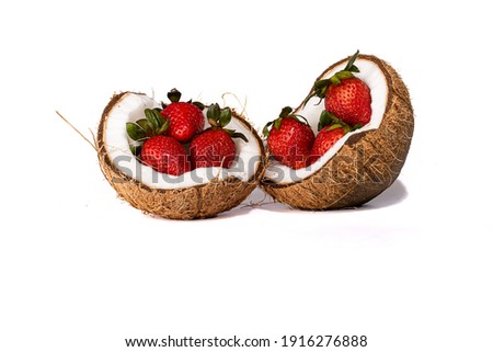 Coconut and strawberry delicious fruit