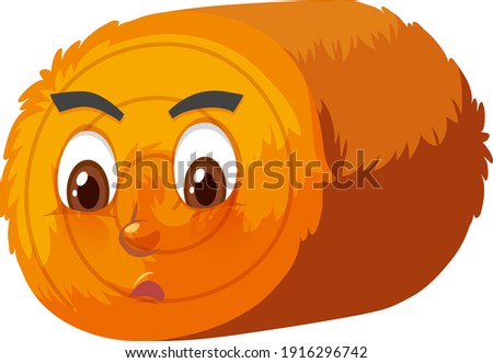 Round hay bale cartoon character with facial expression illustration