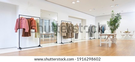 view of the clothing shop, no people Royalty-Free Stock Photo #1916298602