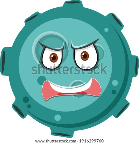 Asteroid cartoon character with angry face expression on white background illustration