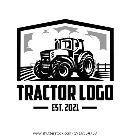 Tractor in the ranch logo vector isolated EPS. Ready made logo template set vector isolated Royalty-Free Stock Photo #1916354759