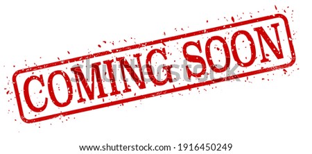 coming soon red square grunge stamp on white Royalty-Free Stock Photo #1916450249
