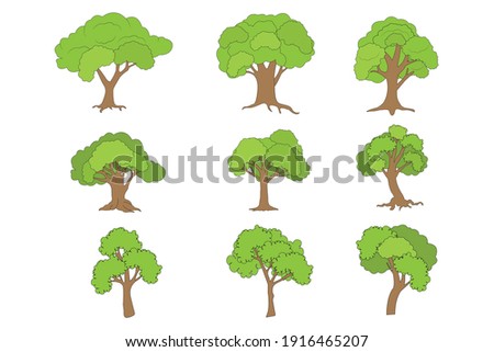 tree shape collection, simple vector illustration