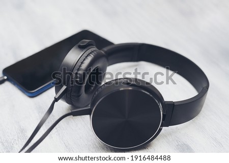 Black large headphones with wires