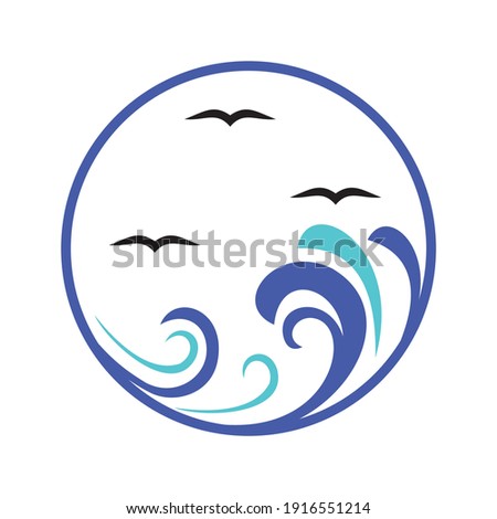 Sea wave icon design template vector illustration