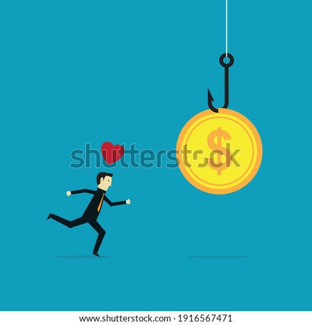 A trap to lure businessmen with money, Vector illustration in flat style
