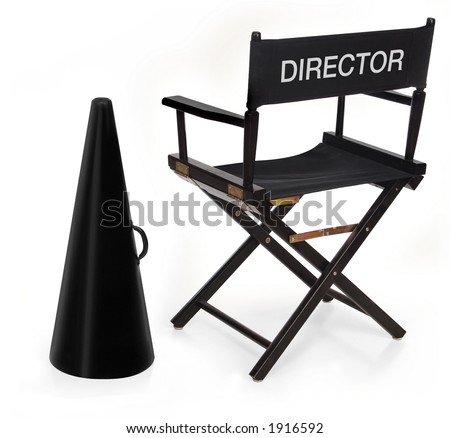 director's chair and megaphone on white background Royalty-Free Stock Photo #1916592