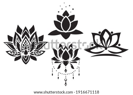Set hand drawn curly grass and flowers on white isolated background. Botanical illustration. Decorative floral picture. Royalty-Free Stock Photo #1916671118
