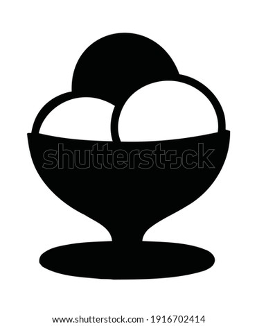 Vector elements silhouette of ice cream of household items on a white background