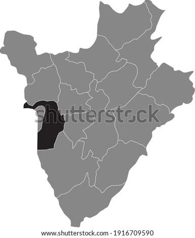 Black location map of the Burundian Bujumbura Rural province inside gray map of Burundi
