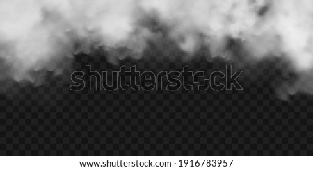  Realistic fog, mist effect. Smoke on dark background. Vector vapor in air, steam flow. Clouds.