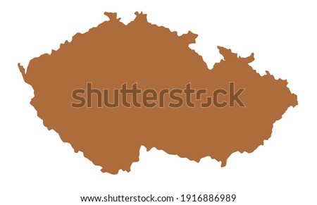 brown silhouette of a map of the Czech Republic in Europe on a white background