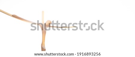 Crucifixion Of Jesus Christ.Easter day.Good friday. Holy week.Jesus cross isolated on white background.Jesus with Cross concept for faith religion, christian worship. Easter, Redeemer.Corpus Christi.