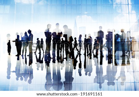 Silhouettes of Business People Working in an Office